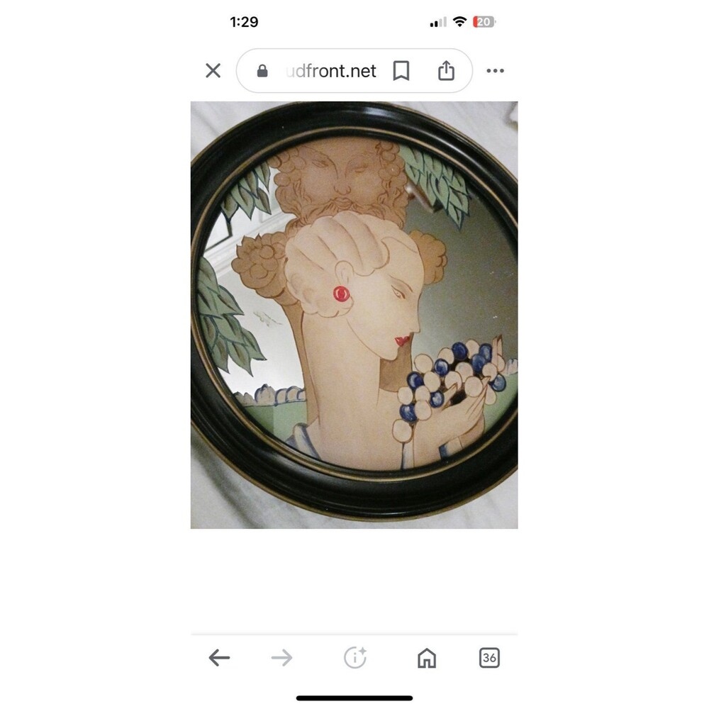 Antique reverse painted mirror 14” - Picture 2 of 4